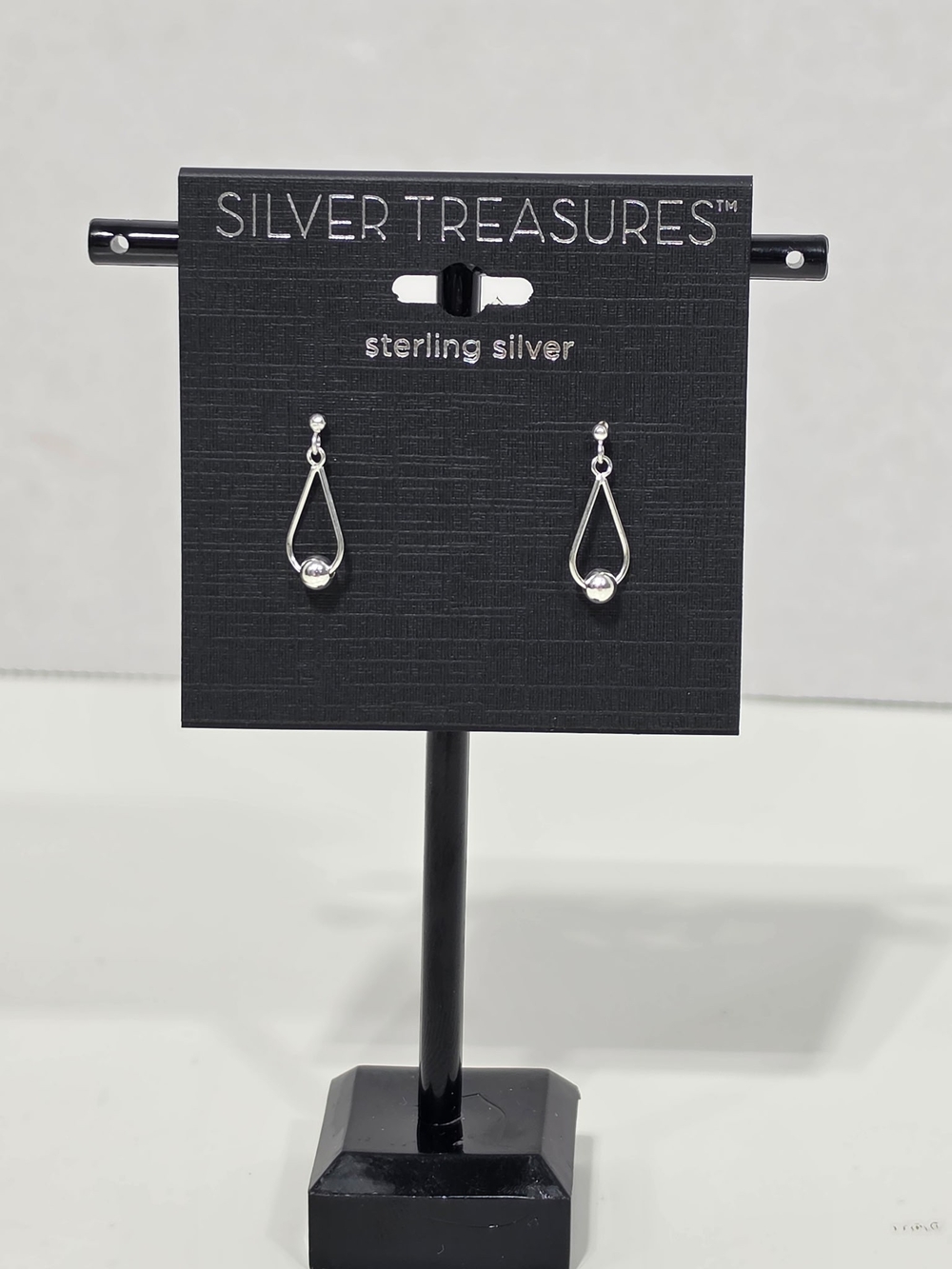 Sterling Silver Teardrop Ball Drop Earrings - Silver
